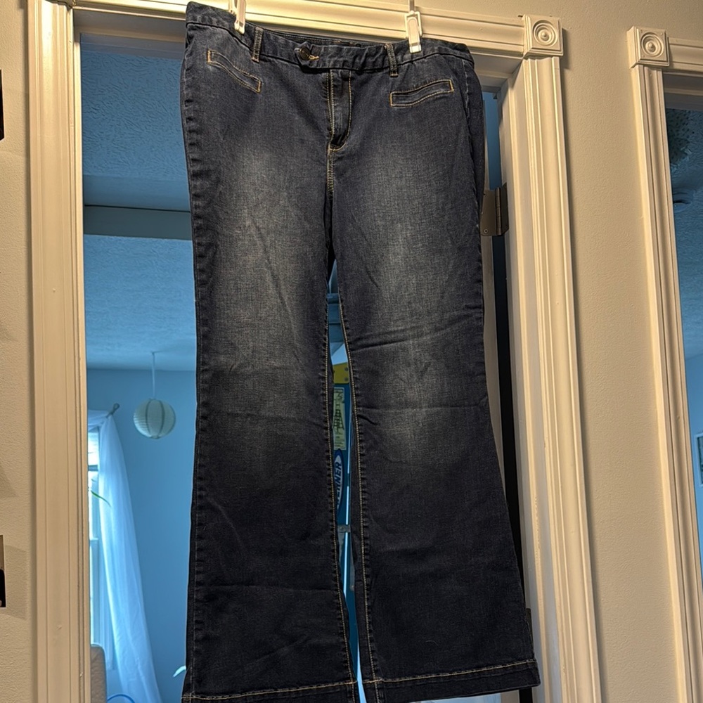 Lane Bryant Blue Flare Jeans with Wide Leg Design
